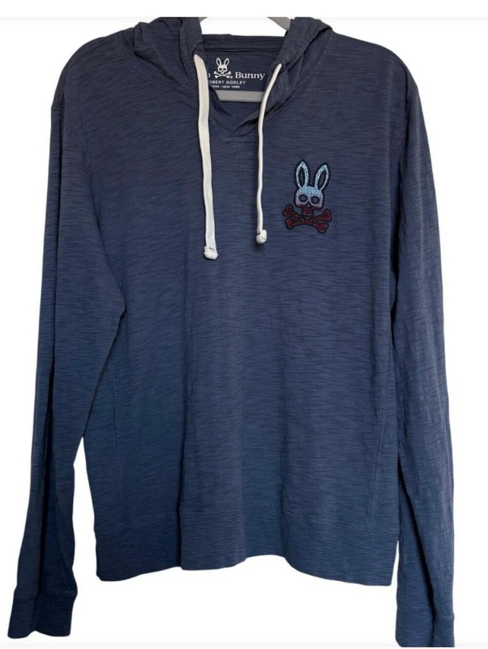 Psycho Bunny Navy Blue Hoodie with White Drawstrings